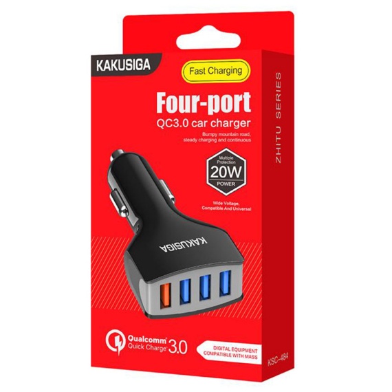 Kaku KSC-484 - Incarcator Auto, 20W, 4xUSB-A, QC 3.0, Negru