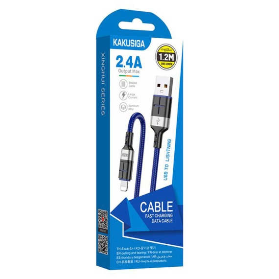 Kaku KSC-696 - Cablu Date si Incarcare, USB la Lightning, 18W, 2.4A, 1.2m, Albastru