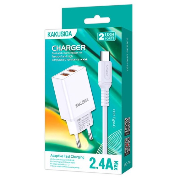 Kaku KSC-788 - Incarcator Retea + Cablu Type-C, 18W, 2.4A, 2xUSB, QC 3.0, Alb