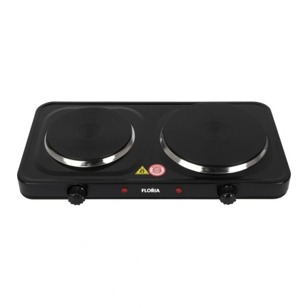Plita electrica dubla 2500W, Floria ZLN2844, 2 ochiuri fonta, termostat reglabil, protectie supraincalzire, negru