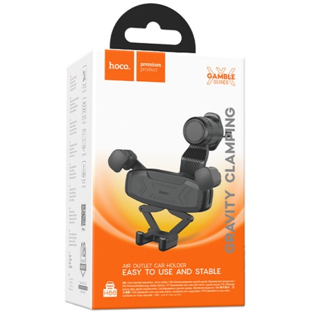 Suport auto ventilatie HOCO H66, cu cleme, PullHook, AutoGravity, BLISTER, BLACK