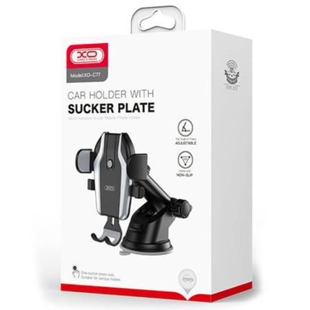 XO C77 – Suport auto cu cleme laterale pentru bord/parbriz AutoGravity MultiAngle cu brat telescopic