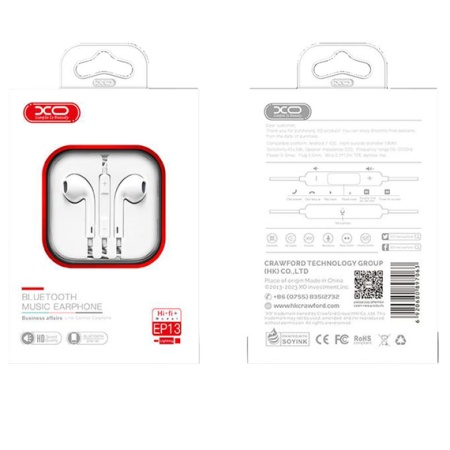 XO EP13 – Casti cu fir In Ear Lightning 1.2m, HiFi, BT Pop-Up, microfon & volum, alb