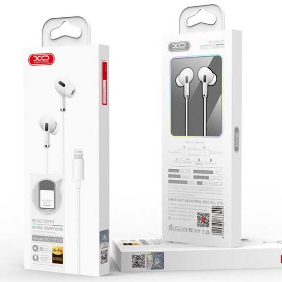 XO EP24 - Casti cu Fir, In Ear, Lightning, 1.2m, Conect Pop-Up, HiFi, Alb