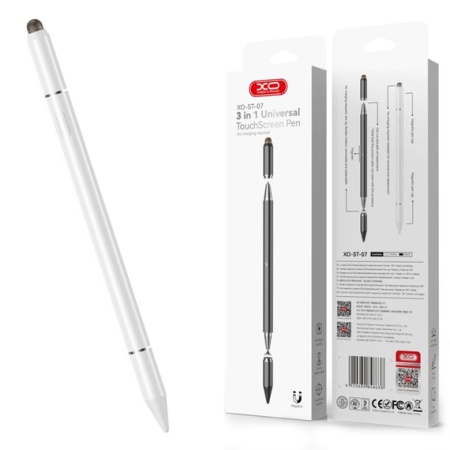 XO ST-07 – Stylus pen capacitiv 3in1 touch sensitive universal, alb