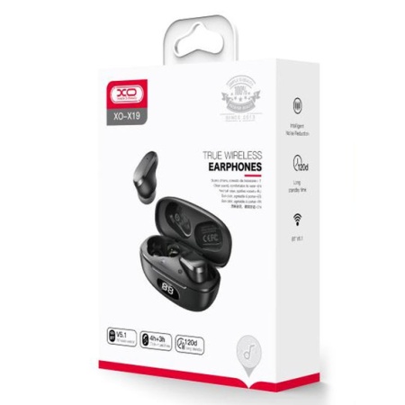 XO X19 – Casti wireless Ear Buds Bluetooth 5.1 cu LED Power, negru