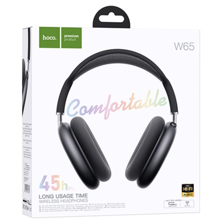 Casti Wireless OverEar HOCO W65, Bluetooth 5.4, 400mAh, 45h, AUX, SPACE GRAY