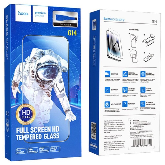 Hoco G14 - Folie protectie clear pentru APPLE iPhone 16 Pro Max, Glass Guardian, [10 buc]