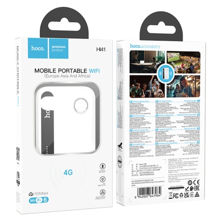 Hoco HI41 – Router wireless portabil WiFi 6, 150 Mbps, micro-SIM, 2100 mAh, alb