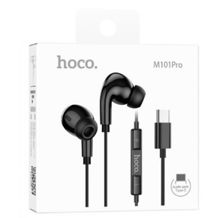 Hoco M101 Pro - Casti cu Fir In-Ear Type-C, 1.2m, Microfon Digital, Negru