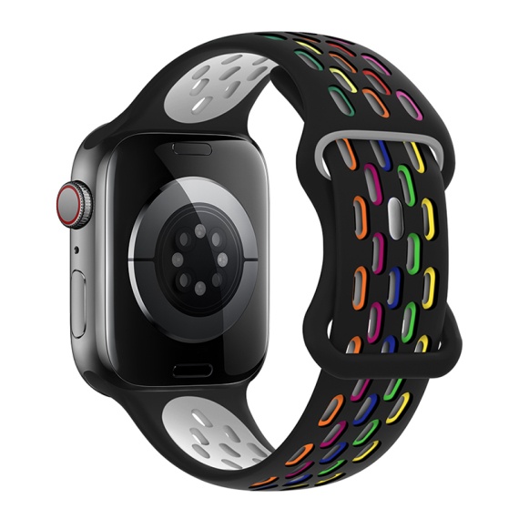 Hoco WA19 - Curea pentru iWatch, Sport, Silicon, Compatibil 38/40/41mm, Negru Multicolor