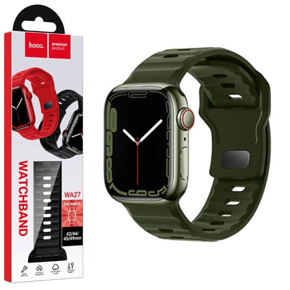 Hoco WA27 - Curea silicon, pentru iWatch, Universal Size 42/44/45/49mm - Flexibile Band, Stepped, Verde