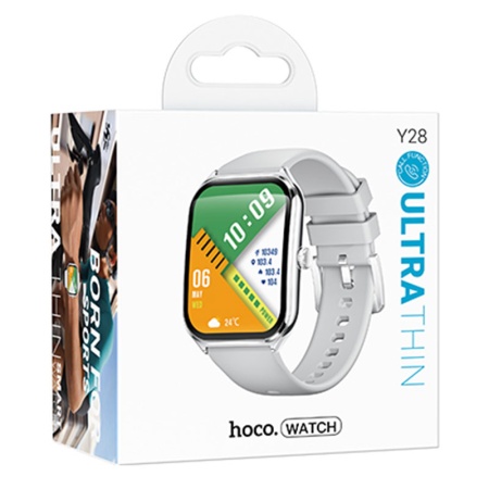 Hoco Y28 - Ceas SmartWatch Sport BT 5.2, Amoled, Apel, Silver