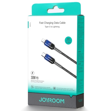 Joyroom A42 - Cablu USB-C la Lightning PD30W Fast Charge Crystal 1m Negru