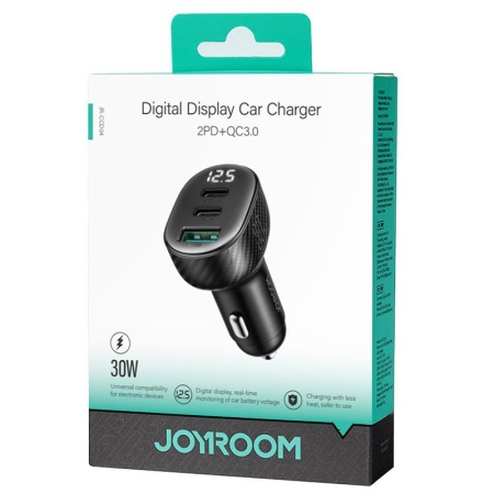 Joyroom JR-CCD04 - Incarcator Auto PD30W, 2xUSB-C + 1xUSB, FastCharge, Negru