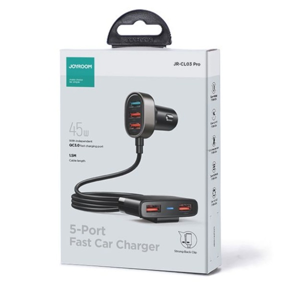 Joyroom JR-CL03 Pro - Incarcator Auto Cu Fir, 45W, 5xUSB-A, Negru