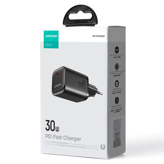 Joyroom JR-TCF07EU - Incarcator Retea, 30W, 1xUSB-C, PD, Fast Charging, Negru