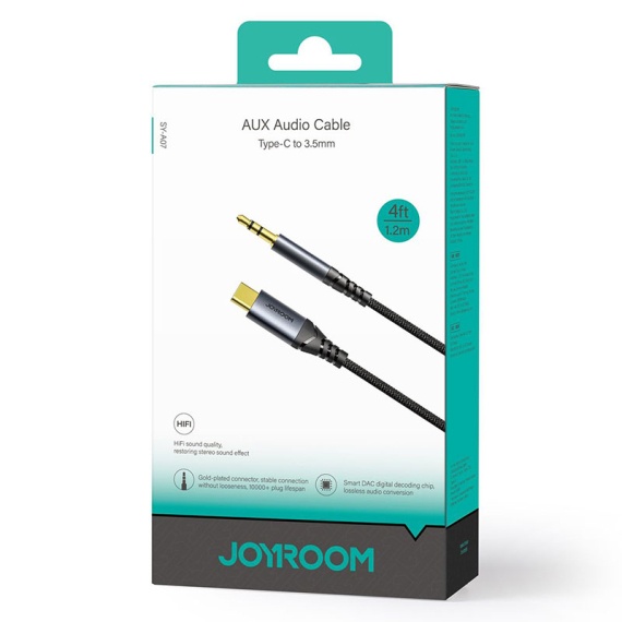 Joyroom SY-A07 - Cablu Audio, Type-C la Jack 3.5mm (M) - 1.2m, Negru