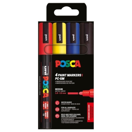 M1506 - Marker UNI Posca pc-5m, Varf rotund, 1.8-2.5mm, Set 4 culori