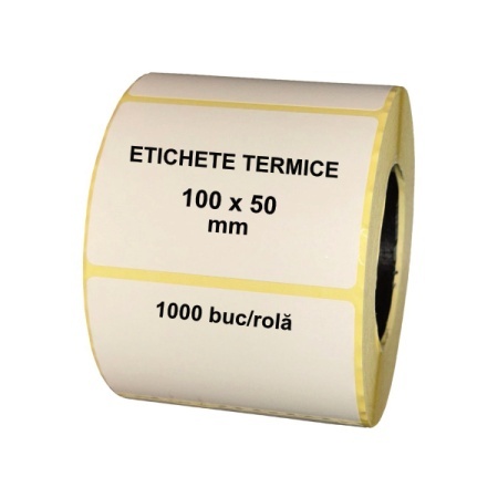 Role etichete autoadezive termice Ecothermal, 100x50 mm, 1000 etichete/rola, Ambalare CUTIE 20 role