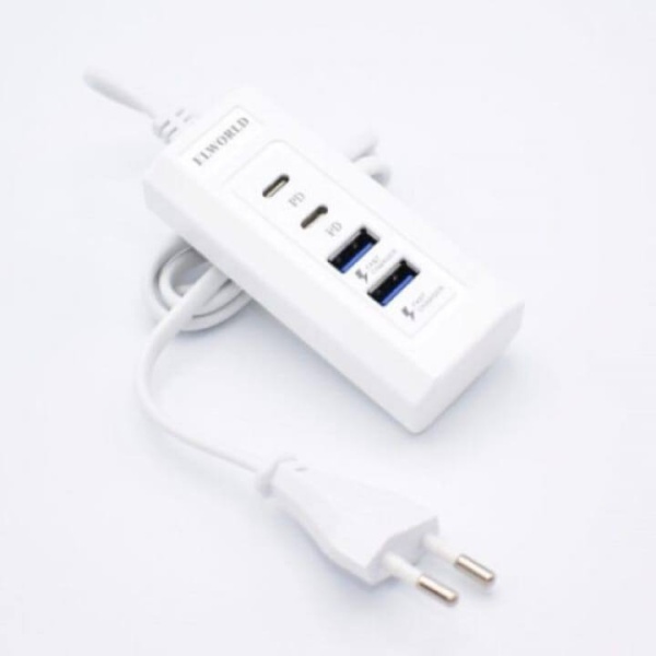 Statie universala Smartix cu incarcare rapida 20W/3.1A, 4 Port-uri 2x USB-A si 2x USB-C, Indicator LED, Alb
