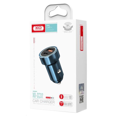 XO CC32 – Incarcator auto 18W USB-C USB-A PD QC 3.0, albastru
