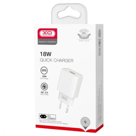 XO CE02D – Incarcator retea 18W 1xUSB-A QC 3.0, alb