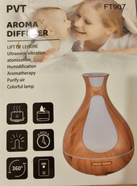 Aroma difuzor Smartix 500ml, Purificator aer, Umidificator cu lumina, Light Wood