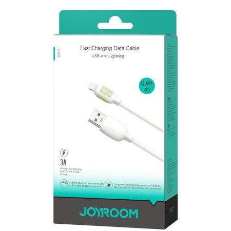 Cablu USB-A la Lightning 2m Joyroom S-A53 – incarcare rapida 3A, transfer date, durabil, bej