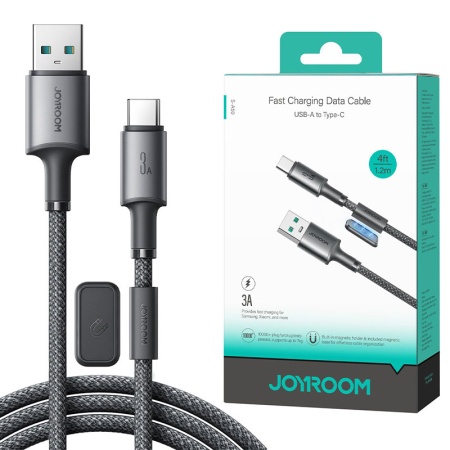 Cablu USB-A la Type-C 1.2m Joyroom S-A50 – date si incarcare 3A fast, rezistent, gri