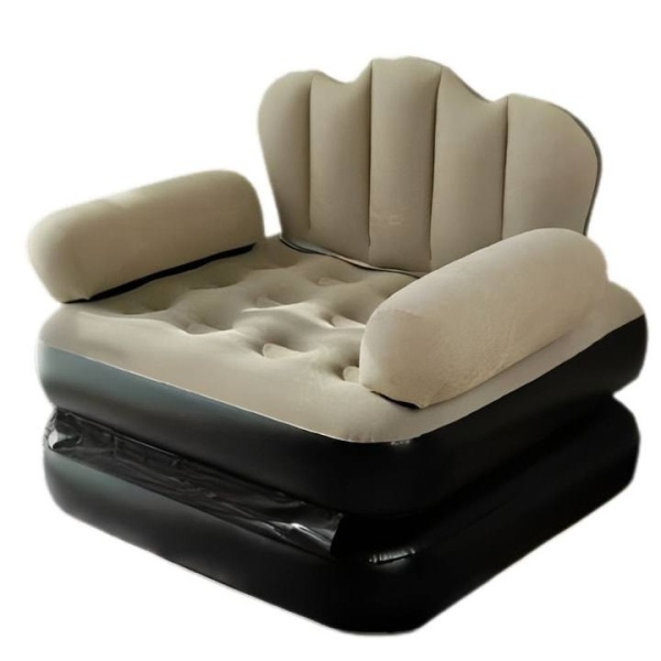 Canapea gonflabila 3-in-1 pentru interior si exterior, PVC, 1 Persoana, Transformer 90x88x100CM si 70x22x198CM, Bej
