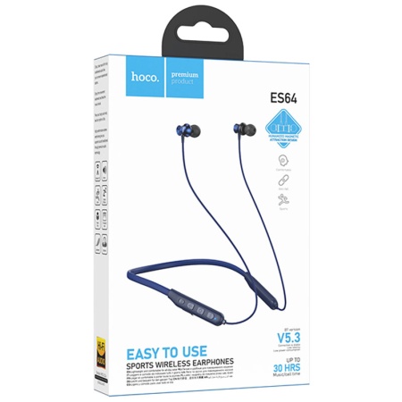 Casti wireless In Ear HOCO ES64 tip neck-mount – Bluetooth 5.3, baterie 200mAh, pentru muzica, albastru