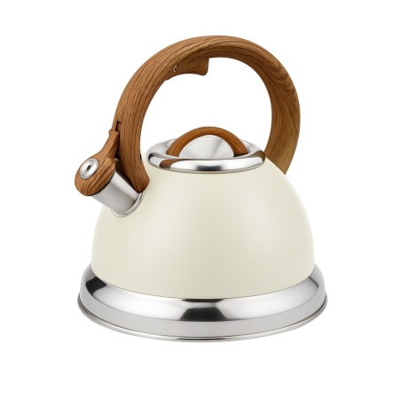 Ceainic retro inox cu fluier ZILAN, 3.5L, baza larga, maner soft-touch, ZLN1290, crem