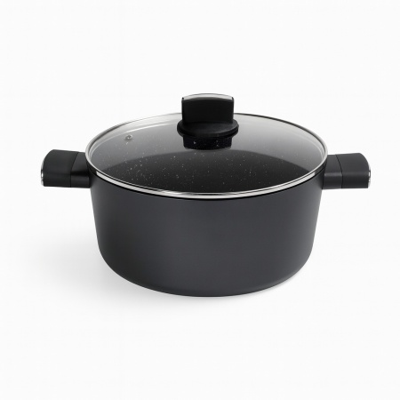 Cratita cu capac ZILAN, 4.6L, marmura, 5 straturi, manere silicon, ZLN0843, negru