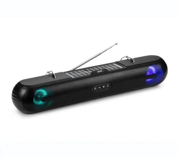 F3 - Boxa Radio Portabil, Incarcare Solara, Lumini, Bluetooth, Card, USB-A, AUX, Negru