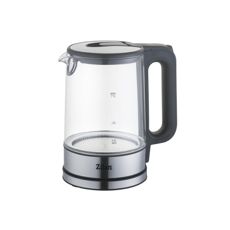 Fierbator electric cu LED albastru Zilan ZLN1796 – 2200W, 1.7L, sticla transparenta, baza rotativa 360°, oprire automata