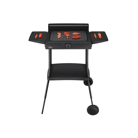 Gratar electric cu picior 2400W, Zilan ZLN3789, termostat reglabil, tava cu apa, negru