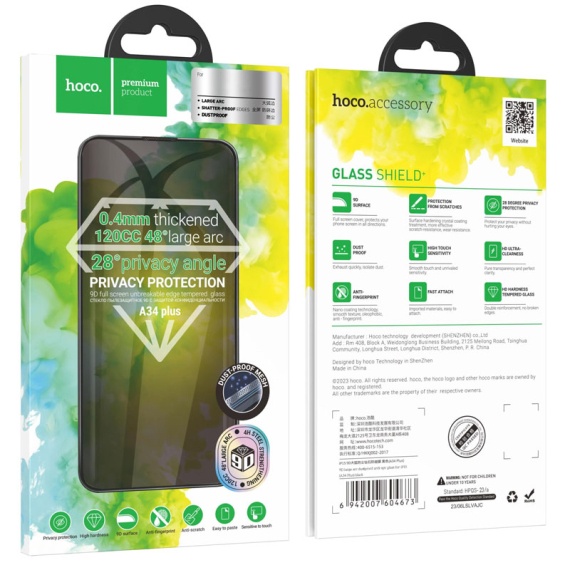 Hoco A34- Folie protectie Privacy - pentru APPLE iPhone 16 Pro - DustProof, HD Glass (
