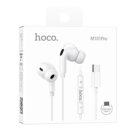Hoco M101 Pro - Casti cu Fir In-Ear USB-C, 1.2m, Microfon Digital, Alb