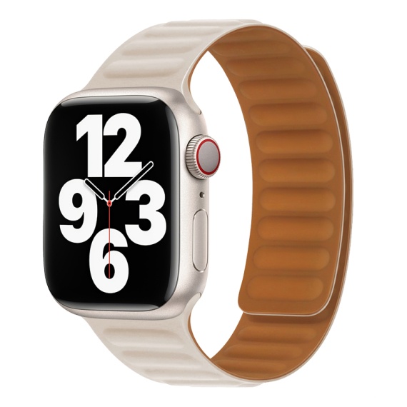 Hoco WA21 - Curea pentru iWatch, Magnetic Chain, Silicon, Compatibil 42/44/45/49mm, Crem