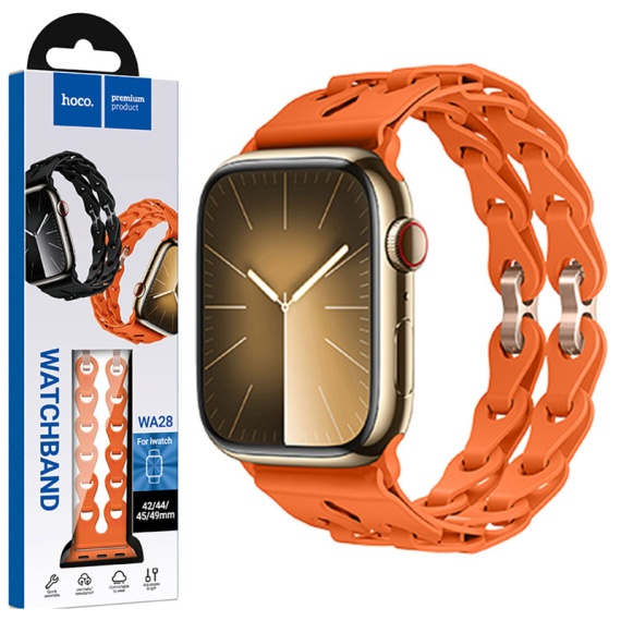 Hoco WA28 - Curea silicon, pentru iWatch, Universal Size - 42/44/45/49mm, Flexibile Band, Hollow, Orange