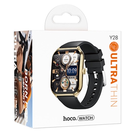 Hoco Y28 - Ceas SmartWatch Sport BT 5.2, Amoled, Apel, Gold