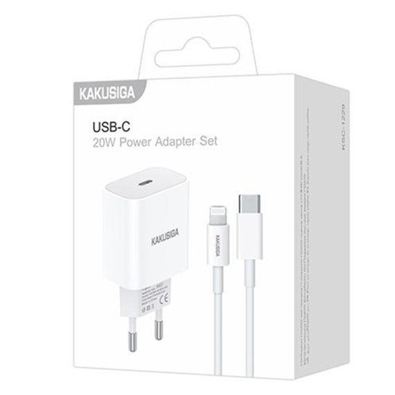 Kaku KSC-1229 - Incarcator Retea + Cablu Lightning, Type-C, PD20W, Smart Charging, Alb