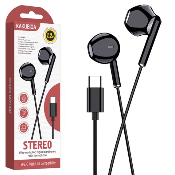 Kaku KSC-1295 - Casti cu Fir, In Ear, Type-C, 1.2m, Mic & Volume Key, Negru