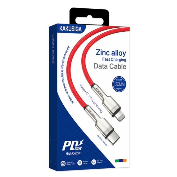 Kaku KSC-685 - Cablu Date si Incarcare, Type-C la Lightning, PD20W, QC3.0, 1.2m, Rosu