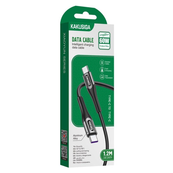 Kaku KSC-724 - Cablu Date si Incarcare, Type-C, PD60W, QC3.0, 3A, 1.2m, Negru