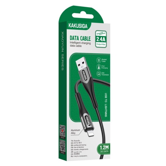 Kaku KSC-724 - Cablu Date si Incarcare, USB la Lightning, 18W, 2.4A, 1.2m, Negru