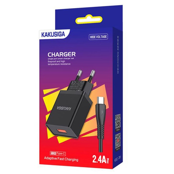 Kaku KSC-781 - Incarcator Retea + Cablu USB-C, 18W, 2.4A, 1xUSB-A-A, QC 3.0, Negru