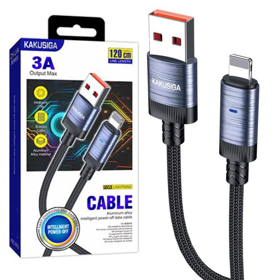Kaku KSC-972 - Cablu Date si Incarcare, Type-C la Lightning, PD27W, QC3.0, Smart On-Off, Braided, 1m, Negru