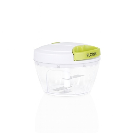 Mini chopper manual FLORIA, 12x9cm, plastic, 2 lame inox, tragere sfoara, ZLN2607, alb